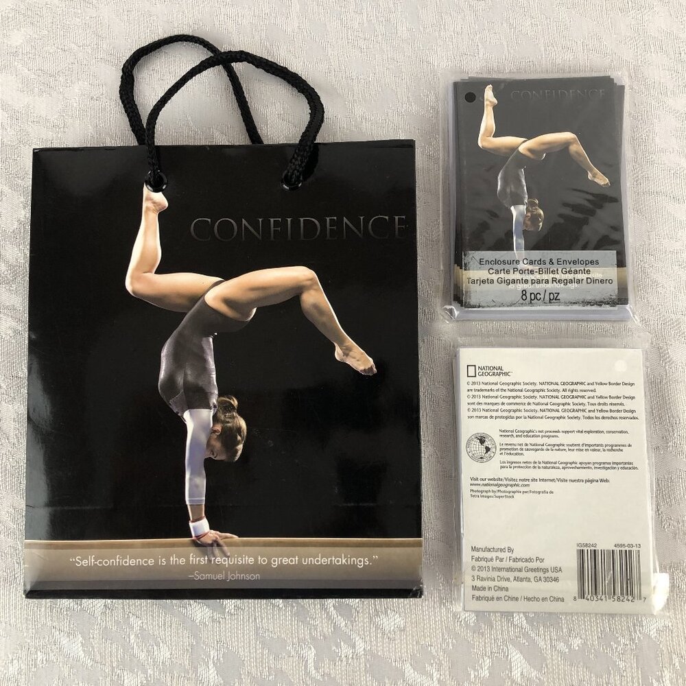 National Geographic “Confidence” Motivational Gift Bag & 16 Notecards + Envs NWT